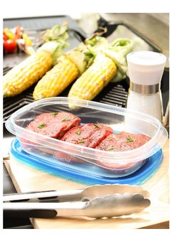 sistema Sistema Takealongs 950ML Stackable Rectrangular food storage, clear with blue lid, pack of 3, Phthalate & BPA Free, Microwave and dishwasher safe.  - Image 4