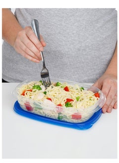 sistema Sistema Takealongs 950ML Stackable Rectrangular food storage, clear with blue lid, pack of 3, Phthalate & BPA Free, Microwave and dishwasher safe.  - Image 5