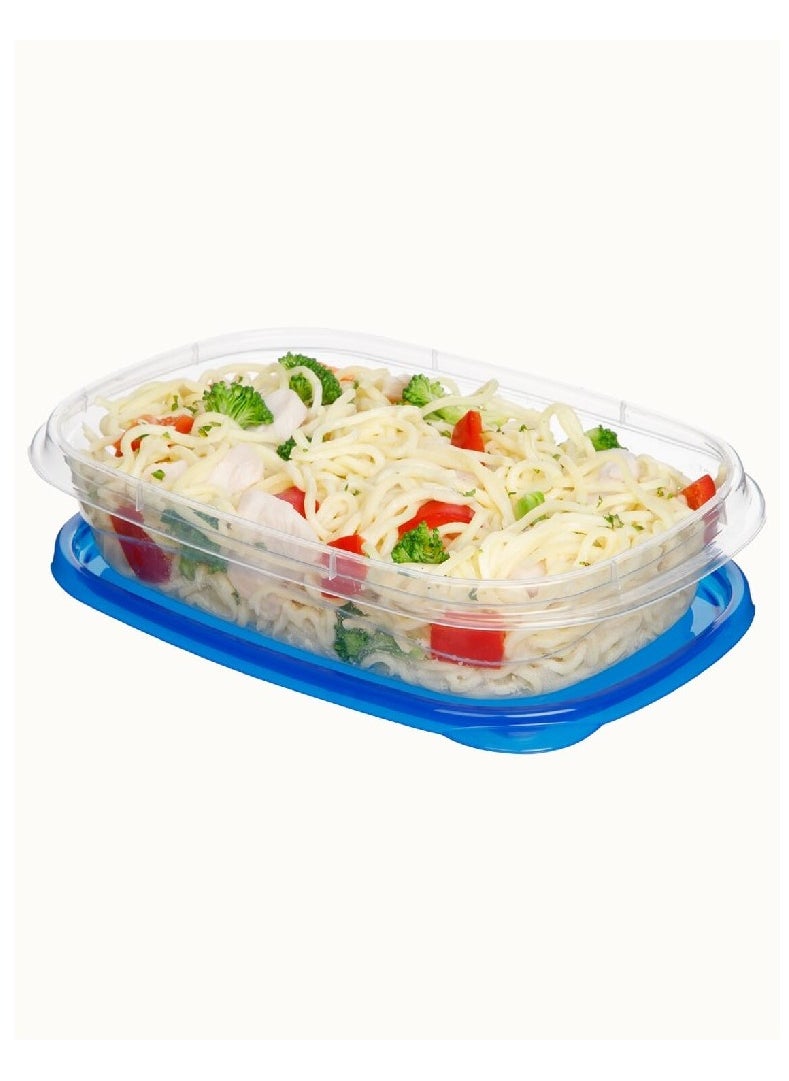 sistema - Sistema Takealongs 950ML Stackable Rectrangular food storage, clear with blue lid, pack of 3, Phthalate & BPA Free, Microwave and dishwasher safe. - Image 1