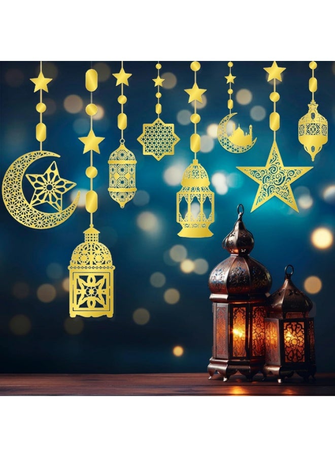 ريدمابليتيك 16 قطعة من زينة رمضان، لافتة جدارية مفرغة بتصميم الهلال والنجوم والفوانيس للاحتفالات بأعياد الميلاد والمناسبات والزفاف وحفلات الزفاف. - Image 4