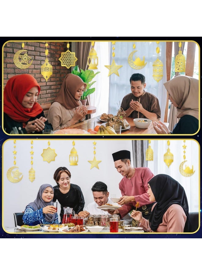 ريدمابليتيك 16 قطعة من زينة رمضان، لافتة جدارية مفرغة بتصميم الهلال والنجوم والفوانيس للاحتفالات بأعياد الميلاد والمناسبات والزفاف وحفلات الزفاف. - Image 3