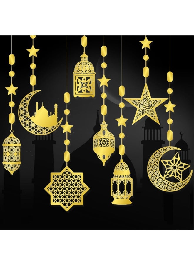 ريدمابليتيك 16 قطعة من زينة رمضان، لافتة جدارية مفرغة بتصميم الهلال والنجوم والفوانيس للاحتفالات بأعياد الميلاد والمناسبات والزفاف وحفلات الزفاف. - Image 1