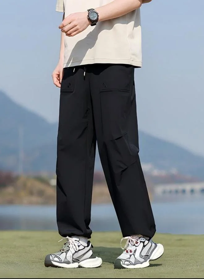 تايك تو Men Black Wide-Leg Cargo Pants