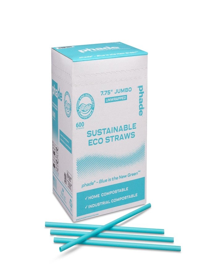 phade Eco-Friendly 7.75" Jumbo Drinking Straws, Un-wrapped 600 Count - Sustainable Marine Biodegradable, Compostable, 1 Pack - Image 1