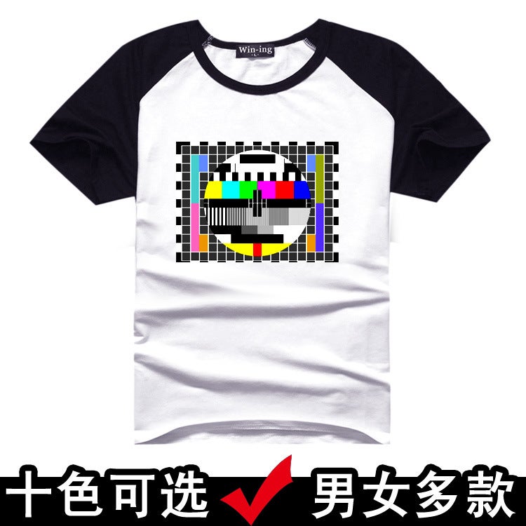 Wholesale Big Bang life TV no signal men and women couple wear round neck short sleeve T-shirt short tee - Image 1