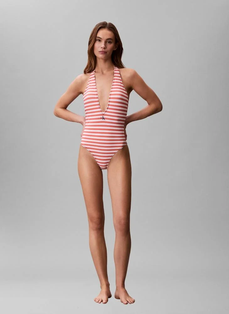 CALVIN KLEIN  Striped Plunge Swimsuit for Women | Best Price UAE