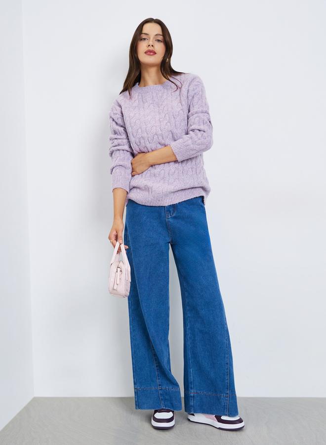 ستايلي سويتر محبوك بمزيج يارن وقصة عادية - Image 2