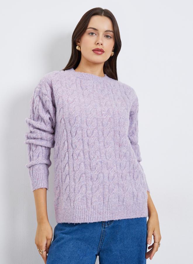 ستايلي سويتر محبوك بمزيج يارن وقصة عادية - Image 1