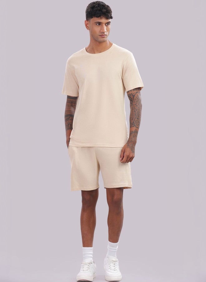 OUTLAWS Pure Cotton Round Neck T-shirt and Shorts Co-Ords Set - Image 1