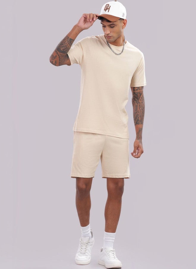 OUTLAWS Pure Cotton Round Neck T-shirt and Shorts Co-Ords Set - Image 5