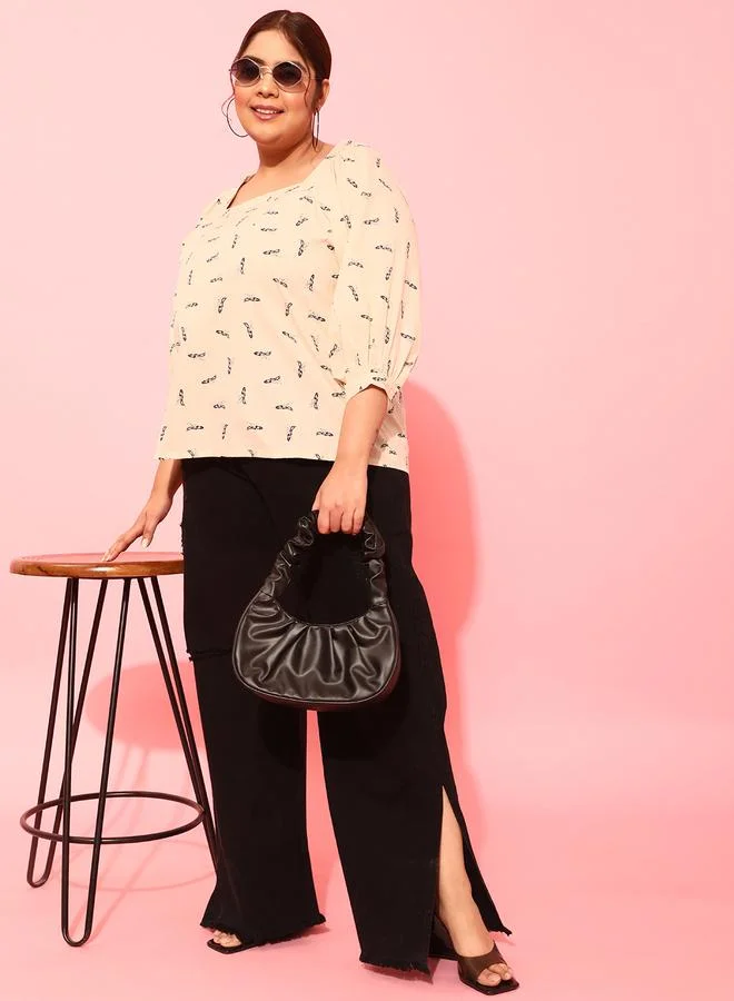 STREET 9 Plus Size Floral Printed Square Neck Top