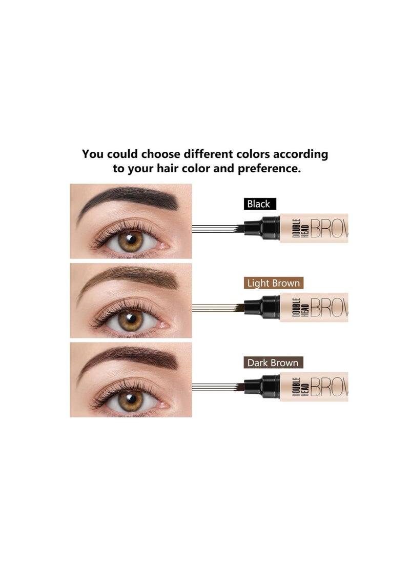 Generic - Waterproof Eyebrow Pencil, 2 in 1 Dual-ended Liquid Eyeliner and Microblading Eyebrow Pen with a Micro-fork Tip Applicator, Creates Natural-Looking Brows&Smoothly Eye Liner - Image 1