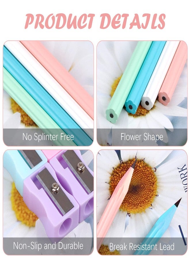 HMIEPRS 12PCS Cute Pencils #2, HB Graphite Pencils Cute Wood-Cased Lead Pencil and 4 Pencil Sharpeners, Anti-Break Graphic Pencils Office School Supply for Drawing Sketching Writing (Assorted Colors) - Image 3