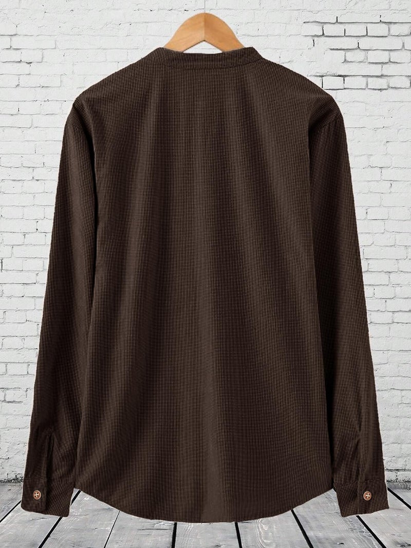 Noble Monk Men Polycotton Solid Regular Kurta || Casual Plain Stylish Shirt for Man || Full Sleeve Band Collar Tshirt for Men || Casual Wear Tshirt for Man - Image 2