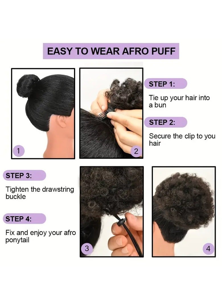يوكانبي المرأة الأفريقية نفخة الرباط ذيل الحصان الاصطناعية غريب مجعد كعكة الشعر أساسيات نمط updo ملحقات للإثنيات الأفريقية آمنة 4 أسنان مشابك وشبكة شبكة قابلة للتعديل حزام تنفس - Image 5