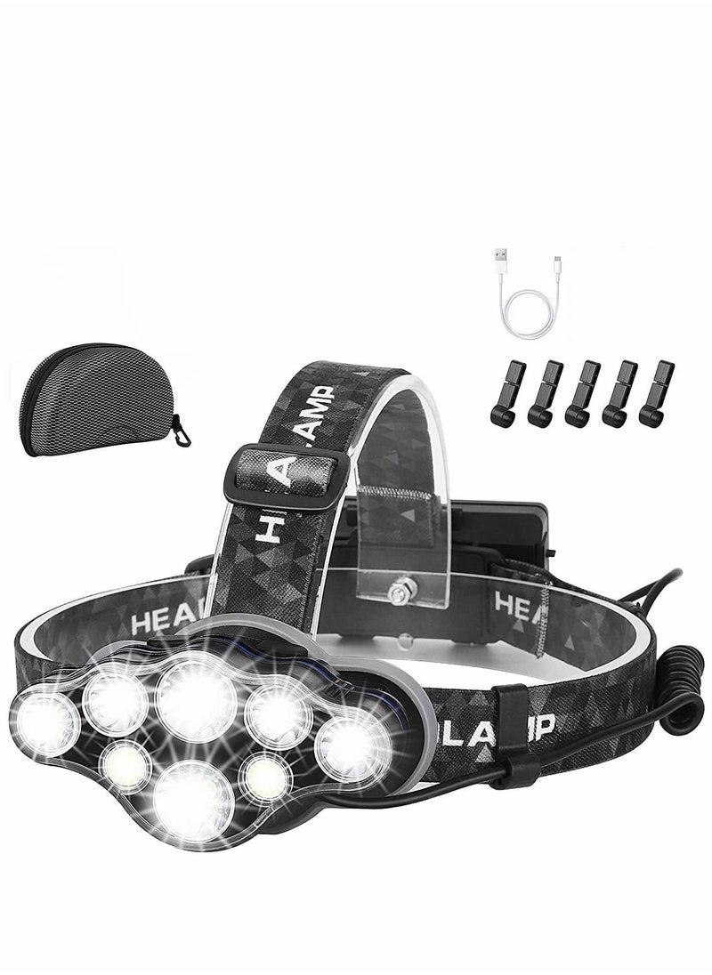 Generic Head Torch, Super Bright Headlight, 18000 Lumens 8 LED Modes Headlamp, Rechargeable Waterproof with Red Flash Light for Camping, Fishing, Running  - Image 1