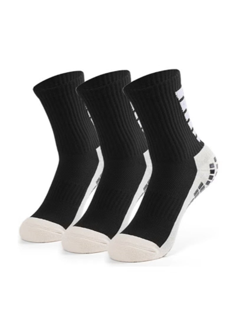 Generic 3 Pairs Men Anti-slip Football Sport Socks Sets Thicken Soft High Elastic Breathable Basketball Sock  - Image 1