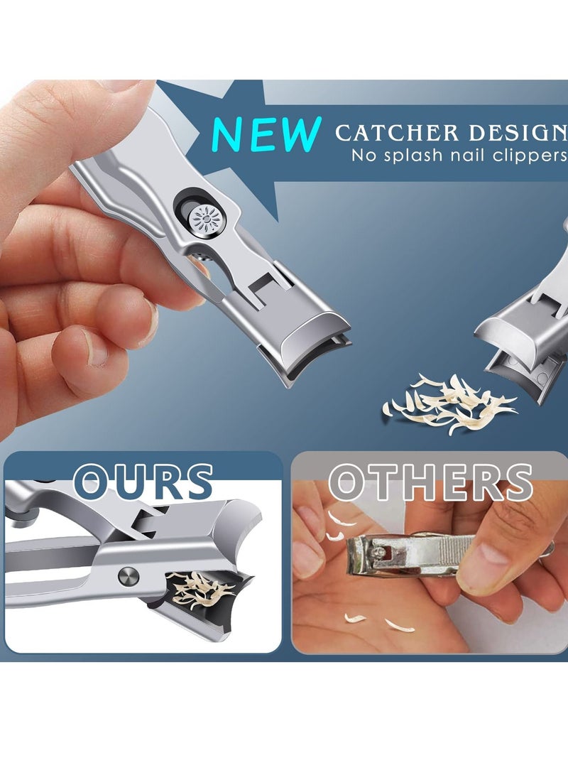 SYOSI Nail Clippers for Men Thick Nails Professional Extra Large Heavy Duty Toe Nail Clippers for Seniors, Stainless Steel Wide Jaw Opening No Splash Fingernail Cutters Long Handle with Catcher File - Image 2