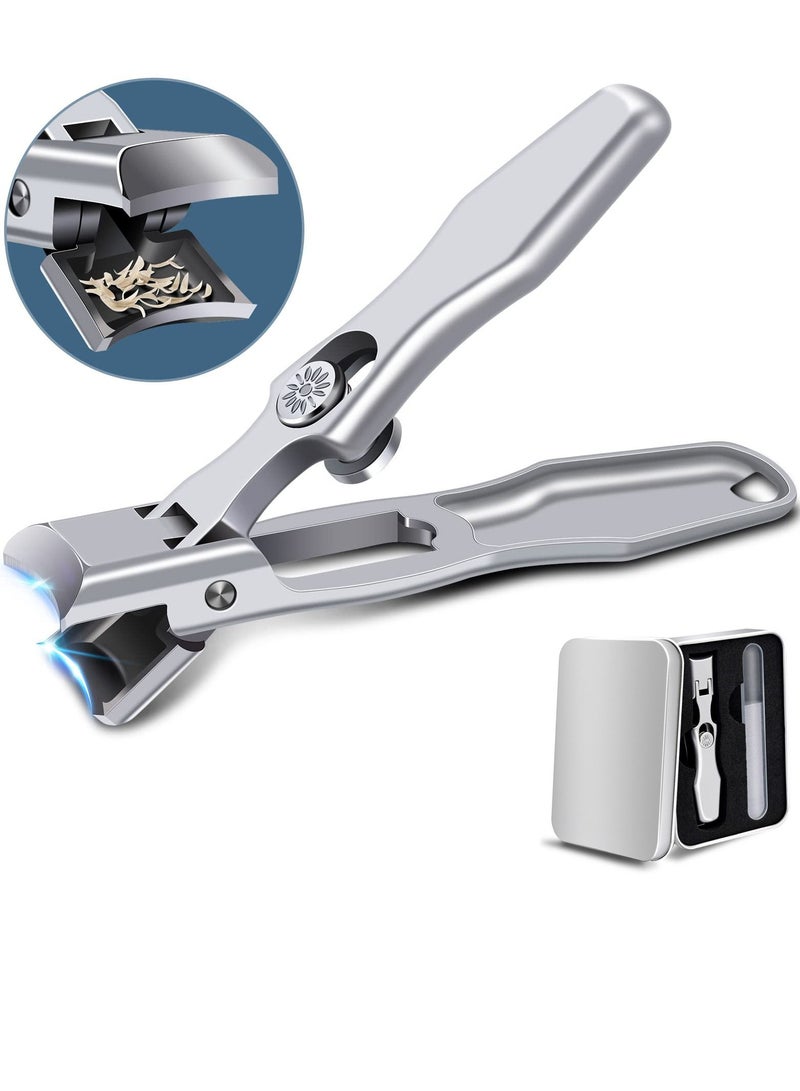 SYOSI Nail Clippers for Men Thick Nails Professional Extra Large Heavy Duty Toe Nail Clippers for Seniors, Stainless Steel Wide Jaw Opening No Splash Fingernail Cutters Long Handle with Catcher File - Image 1