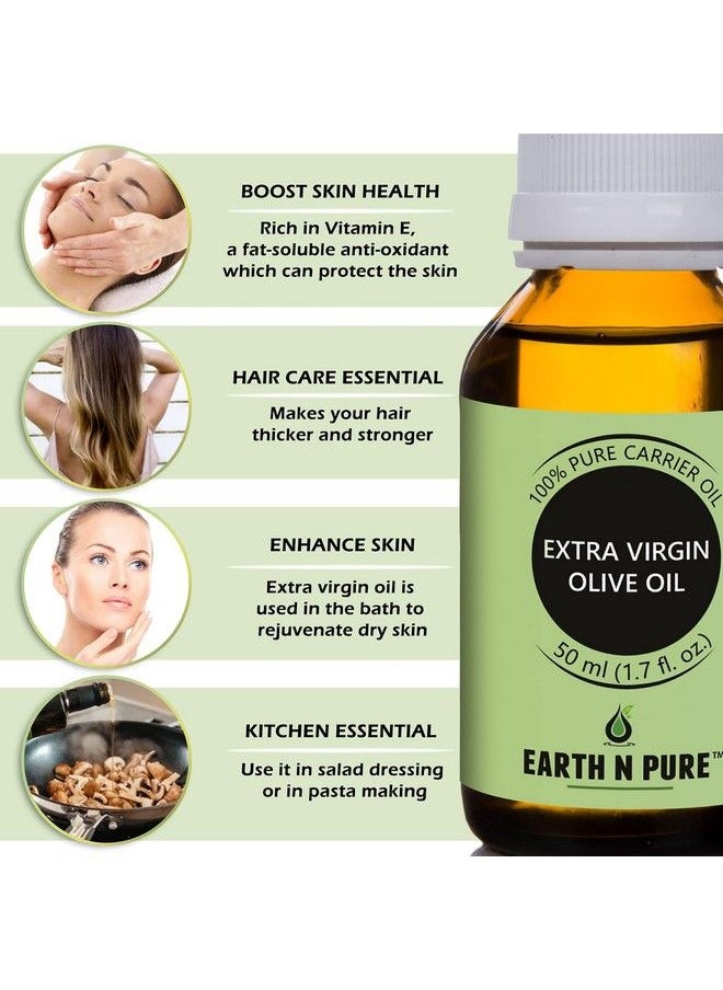 Earth N Pure زيت الزيتون البكر الممتاز (زيت جيتون) 100% زيت ناقل طبيعي نقي غير مكرر معصور على البارد مثالي للطهي والخبز وترطيب الشعر والبشرة (50 مل)  - Image 3