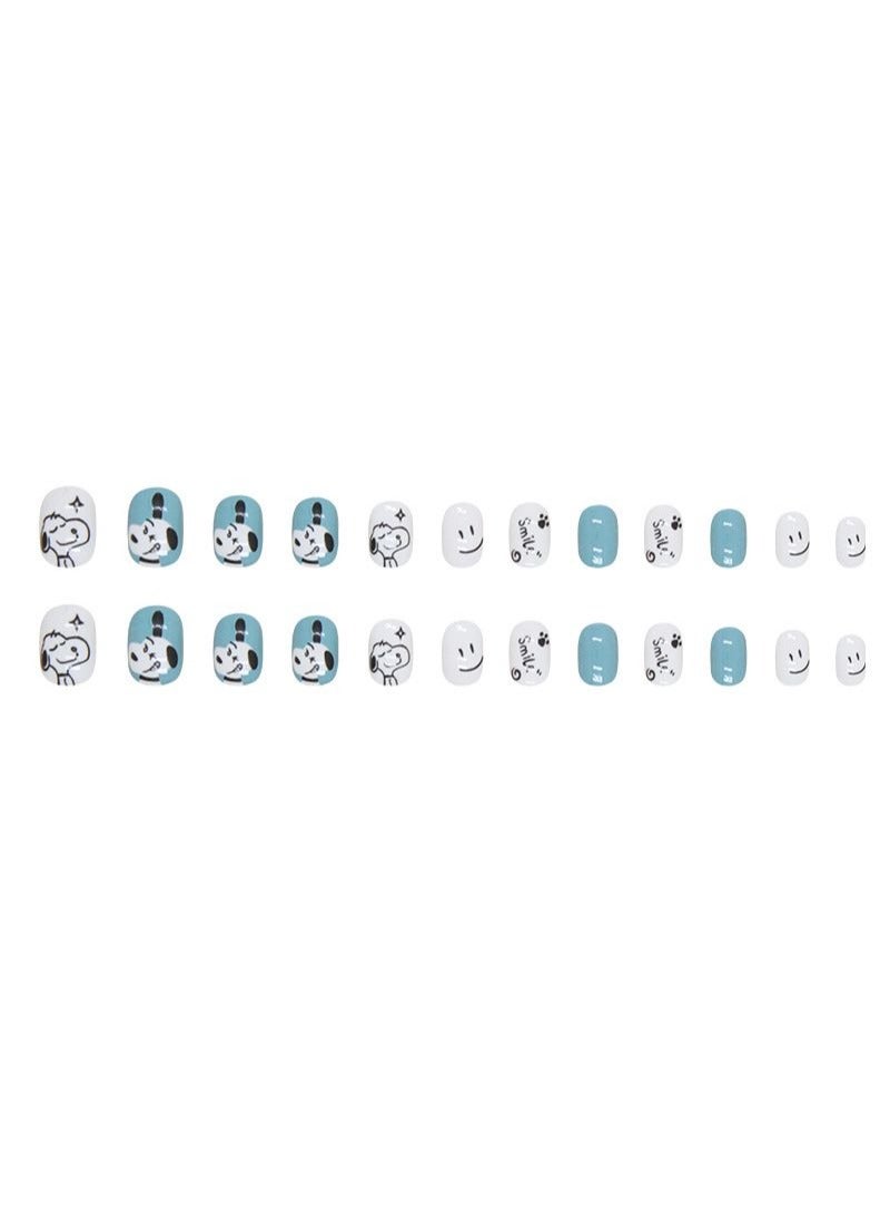 SCHAVO Cute Cartoon Puppy 24Pcs Short Fake Nails - Image 5