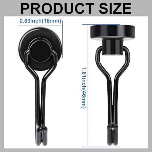 E BAVITE Swivel Swing Magnetic Hooks,30LB（20pack） Black Refrigerator Magnet Hook,Strong Neodymium Magnets Perfect for Refrigerator and Other Surfaces, 60mm(2.36In) in Length - Image 2