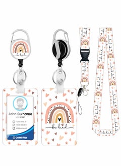 Excefore ID Badge Holder with Lanyard and Retractable Reel Clip, Boho Card Name Tag Vertical Protector Bage Clips for Nurse Nursing Doctor Student  - Image 1