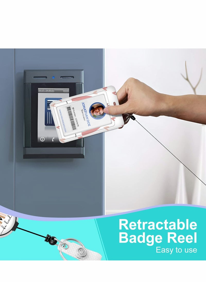 Excefore ID Badge Holder with Lanyard and Retractable Reel Clip, Boho Card Name Tag Vertical Protector Bage Clips for Nurse Nursing Doctor Student - Image 3