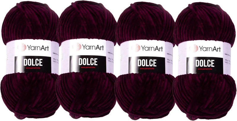 YarnArt Yarn Art Dolce Yarn 100 MicroPolyester Velvet Blanket Amigurumi Super Bulky 6 Baby Chenille Yarn 2 Skein 780DAMSON - Image 1