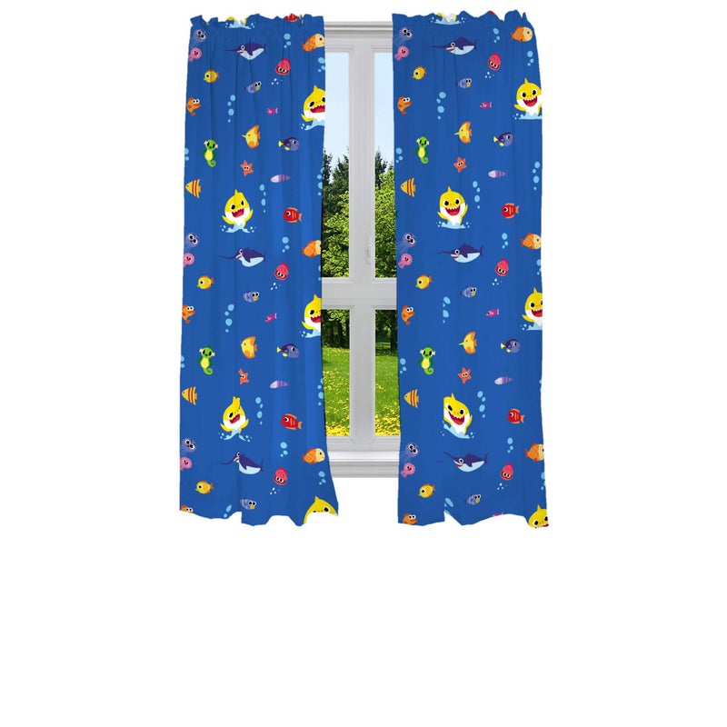 Franco Franco Kids Room Window Curtains Drapes Set 82 in x 63 in Baby Shark
