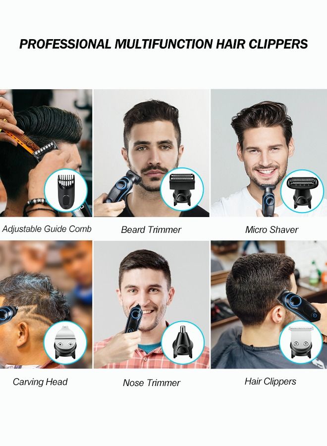 Hair Clippers, 5 in 1 Multifunctional Beard Nose Body Trimmer Shaver Set for Men, Professional Home Barber Kit with USB Charging & Adjustable Limit Comb 