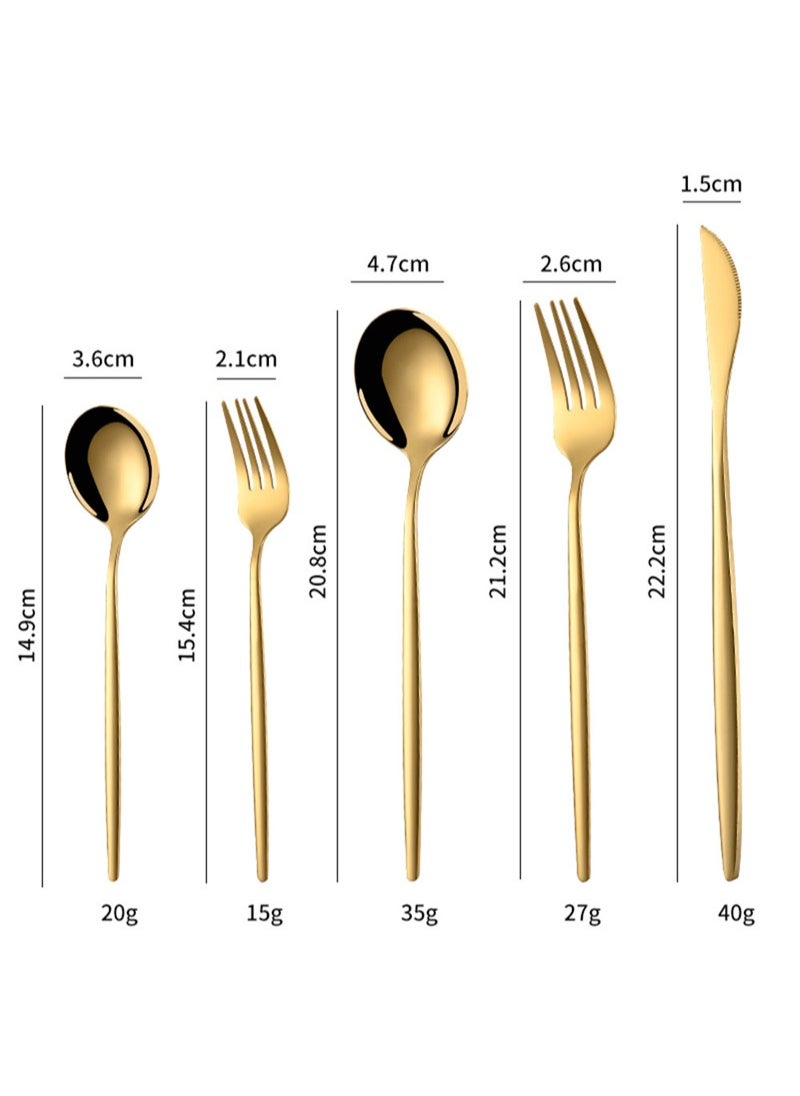 Sunhome SUNHOME 30-Piece Stainless Steel Cutlery Set Kitchen Utensil Set Western Tableware Suitable For Home Kitchen Restaurant Hotel Party Dining Picnic Dining Exquisite Packaging Gift Gold  - Image 3