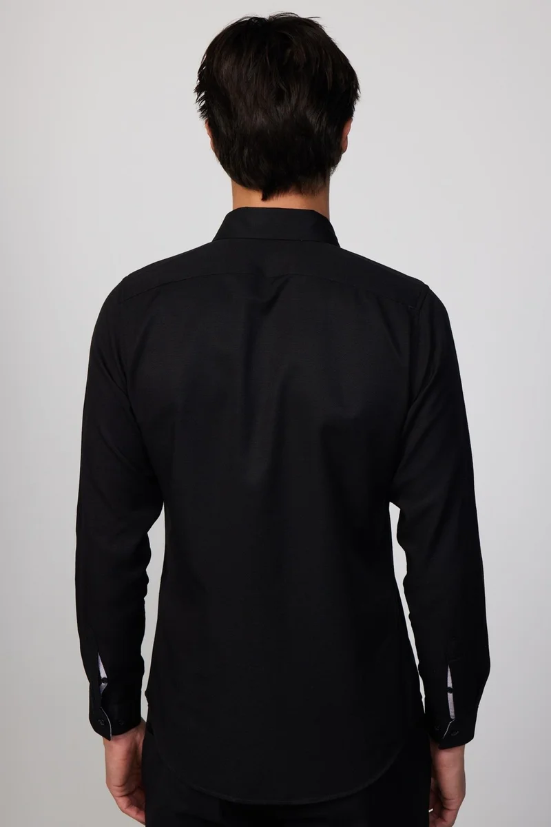 تودورس Slim Fit Button Collar Cotton Easy Iron Plain Men's Shirt