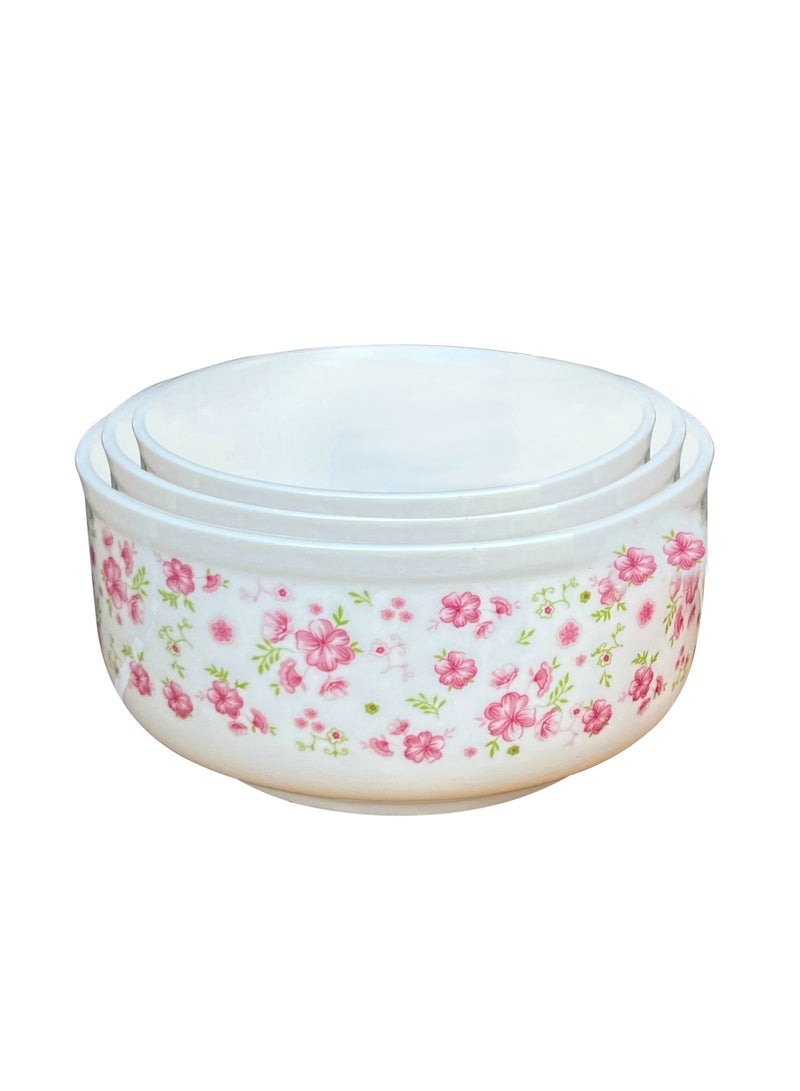 Ceramic 3-Piece Bowl Set with Airtight Lids – Floral Design No. 4 – Prep, Store, and Serve – Ideal for Soups, Salads, Fruits, and More - Image 4