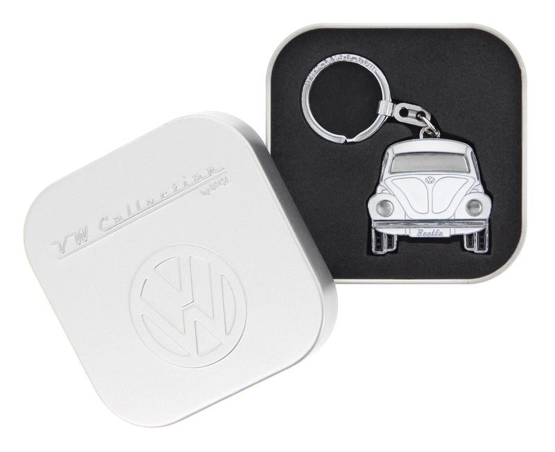 BRISA VW Collection - Volkswagen Enamel Metal Keyring Keychain Accessory Keyholder in Beetle Bug Design (White) - Image 4