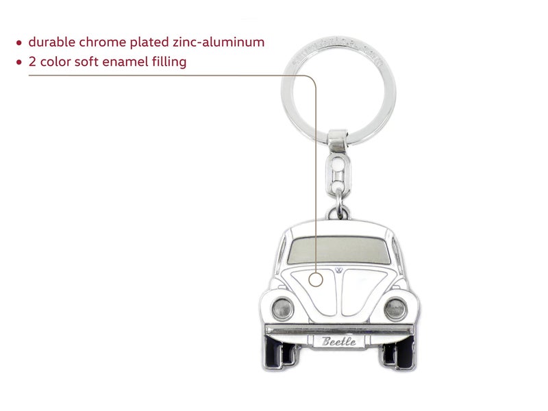 BRISA VW Collection - Volkswagen Enamel Metal Keyring Keychain Accessory Keyholder in Beetle Bug Design (White) - Image 2