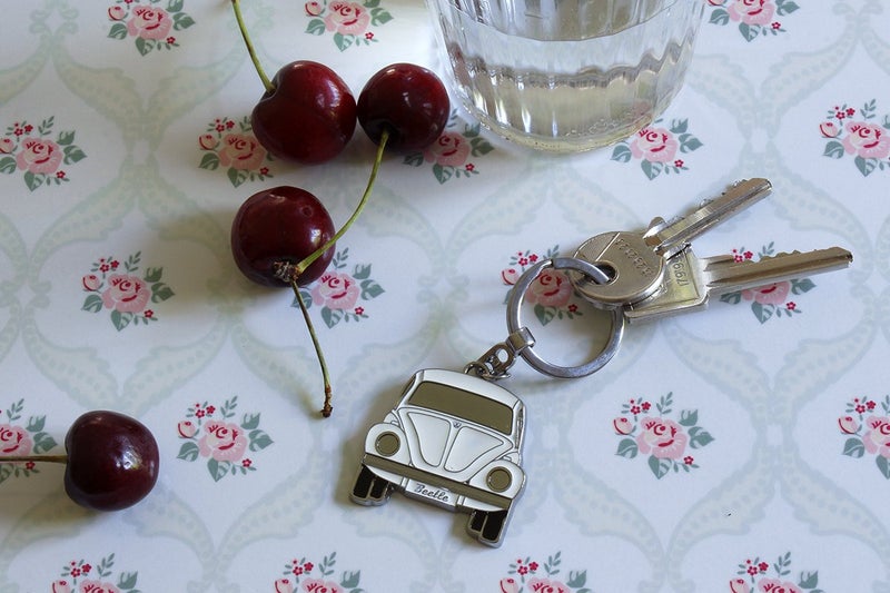 BRISA VW Collection - Volkswagen Enamel Metal Keyring Keychain Accessory Keyholder in Beetle Bug Design (White) - Image 5