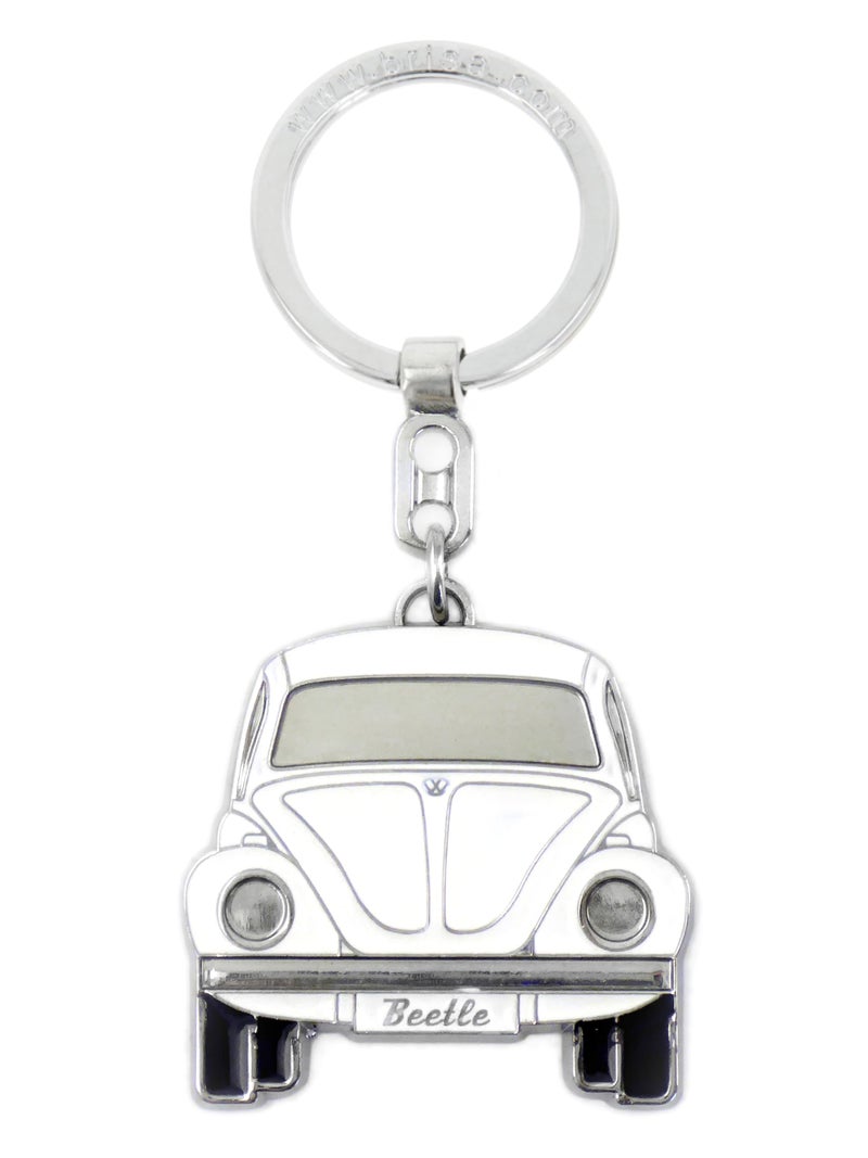 BRISA VW Collection - Volkswagen Enamel Metal Keyring Keychain Accessory Keyholder in Beetle Bug Design (White) - Image 1