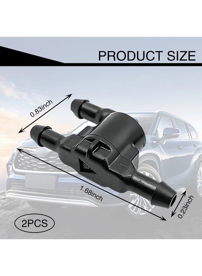 Flygun 2 PCS Car Windshield Wiper Washer Check Valve, 3 Port Cleaning Nozzle Replacement 8532128020, Wiper Spray Pipe Cleaning Connector Accessory, Compatible with Toyota Lexus (Black) - Image 2