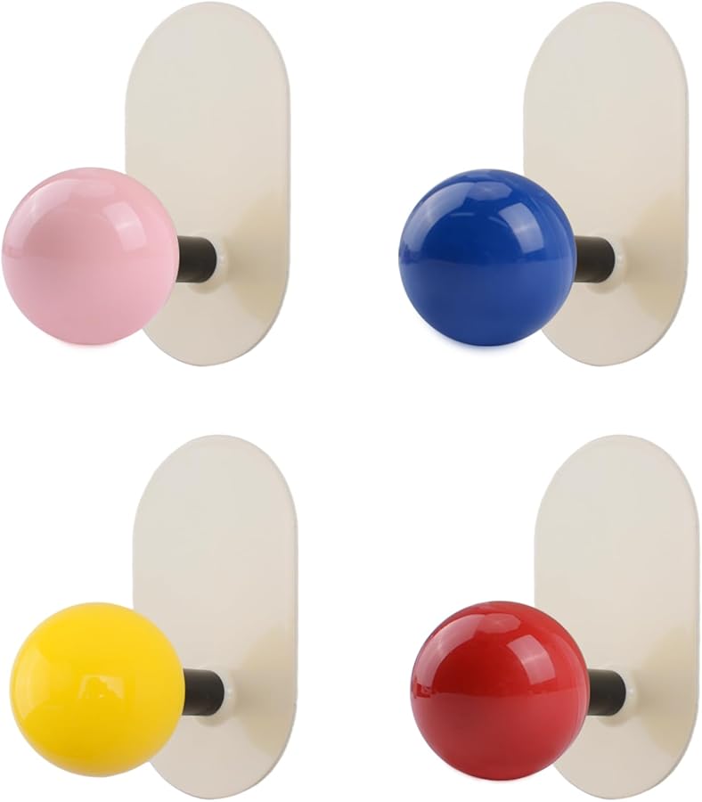 خطافات معدنية بيضاوية ذاتية اللصق 4 قطع، خطافات حائط مقاومة للماء للمعاطف والمفاتيح والحمام والمطبخ - Image 2