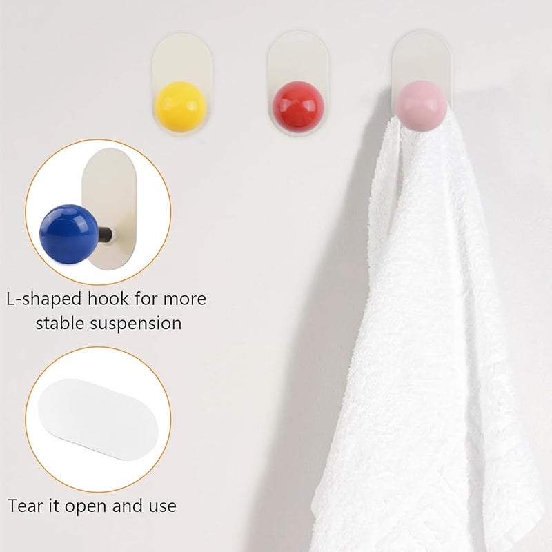 خطافات معدنية بيضاوية ذاتية اللصق 4 قطع، خطافات حائط مقاومة للماء للمعاطف والمفاتيح والحمام والمطبخ - Image 4