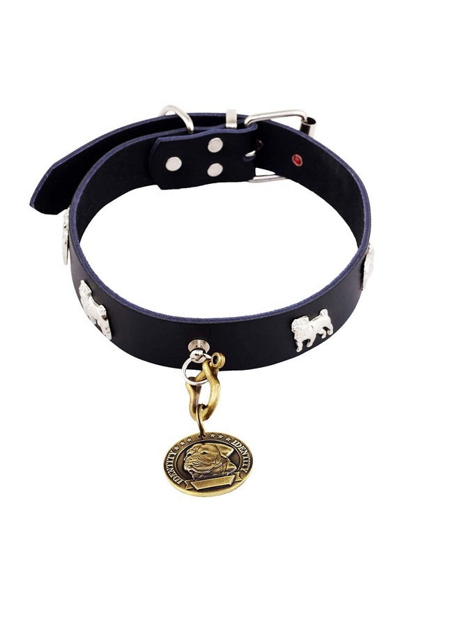 طوق كلب دائري الشكل من النحاس المستورد مع قلادة طوق للكلاب والجراء، تصميم العلامة قد يختلف باللون الذهبي - Image 3