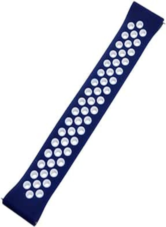 Generic Silicone Adjustable Watch Strap With Holes Design For Unisex Compatible With Smart Watches 22 MM - Navy White