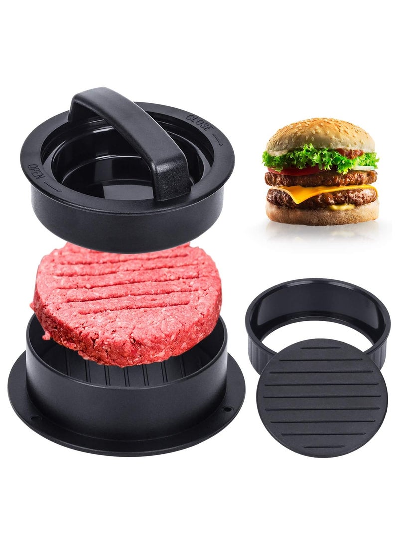 Burger Press, Hamburger Press Patty Maker With 100Pcs Hamburger Patty Paper, 3 in 1 Non Stick Patty Mold for Stuffed Burgers, Sliders, Veggie Beef Burger, Kitchen Barbecue Tool Grilling Accessories  - Image 1