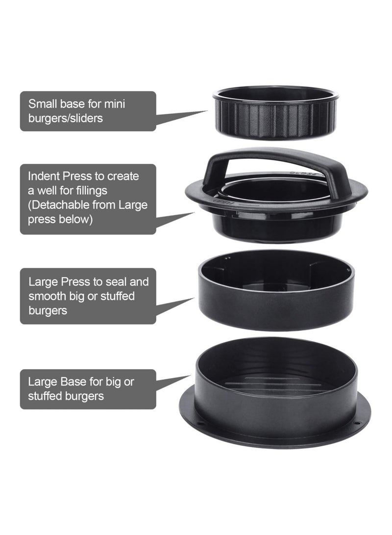 Burger Press, Hamburger Press Patty Maker With 100Pcs Hamburger Patty Paper, 3 in 1 Non Stick Patty Mold for Stuffed Burgers, Sliders, Veggie Beef Burger, Kitchen Barbecue Tool Grilling Accessories  - Image 3