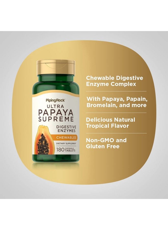 Piping Rock Papaya Enzymes Chewable ; 180 Tablets ; Vegetarian Digestion Formula ; Nongmo Gluten Free Supplement ; Tropical Flavored  - Image 5