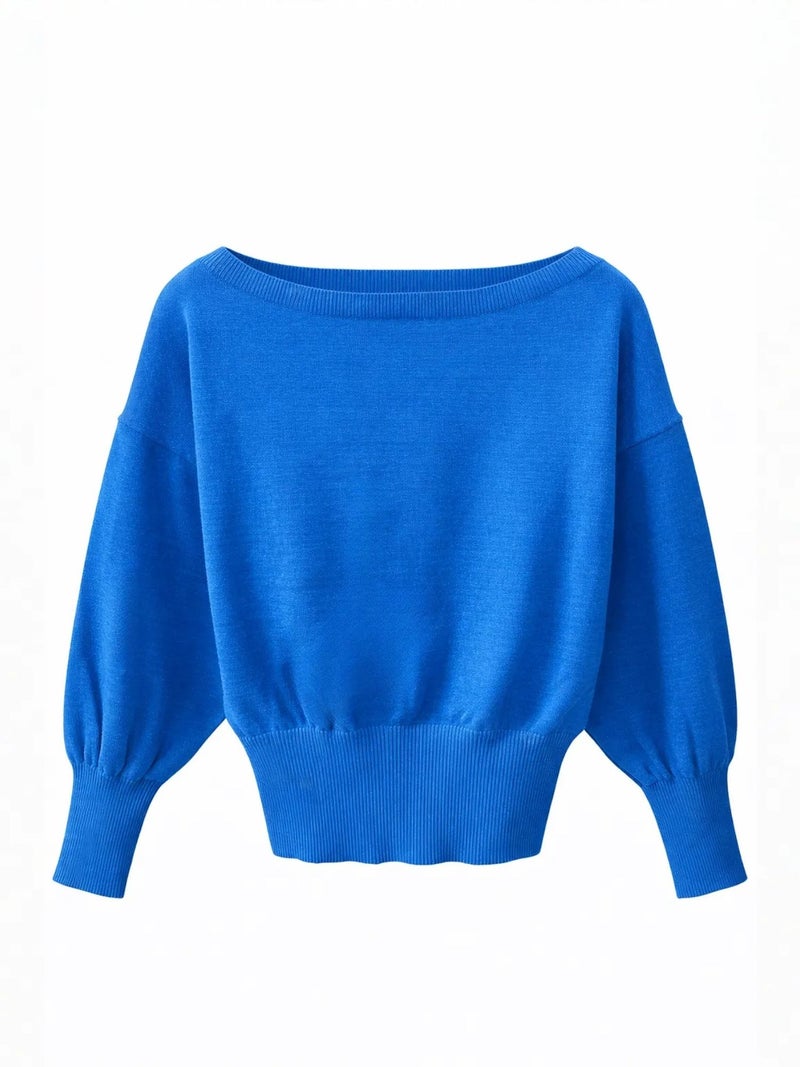 Mixray Ribbed Boat Neck Sweater - Image 1