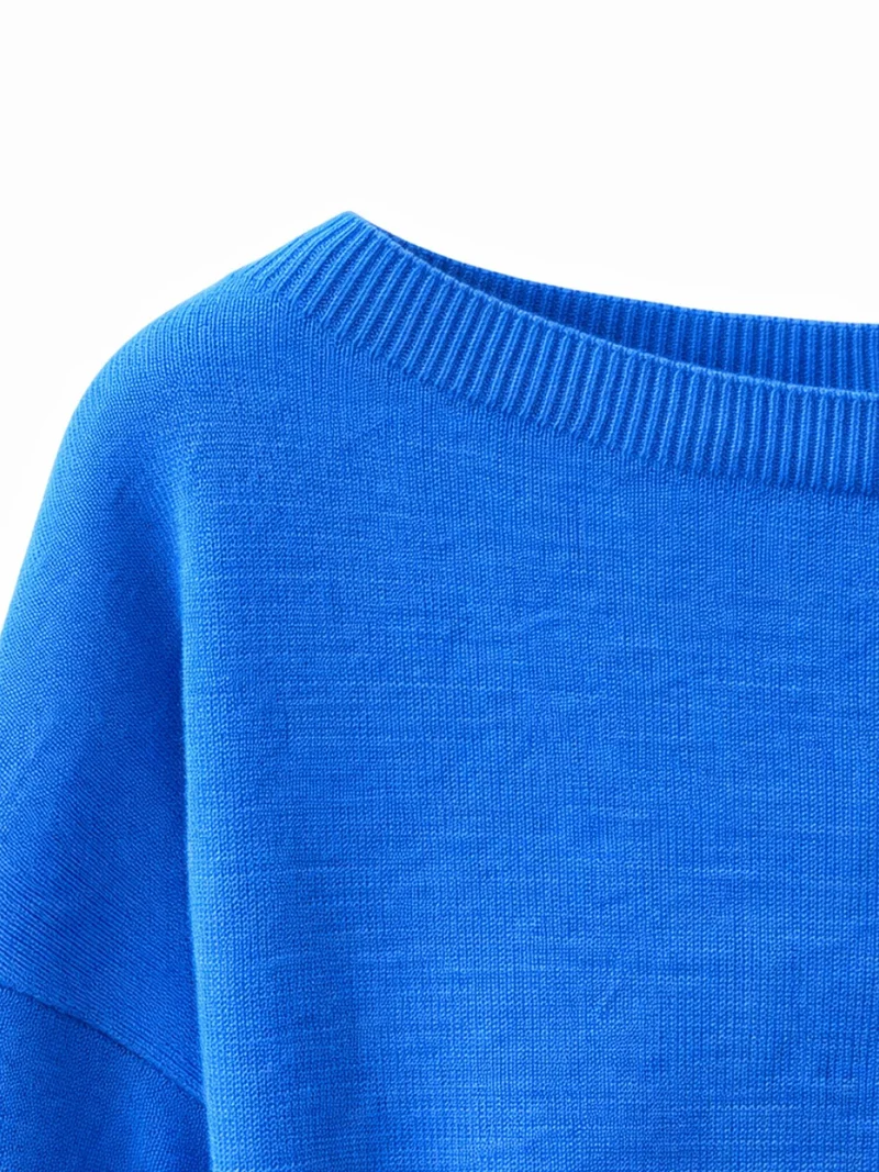 MixRay Boat Neck Balloon Sleeve Relaxed Fit Knit Sweater