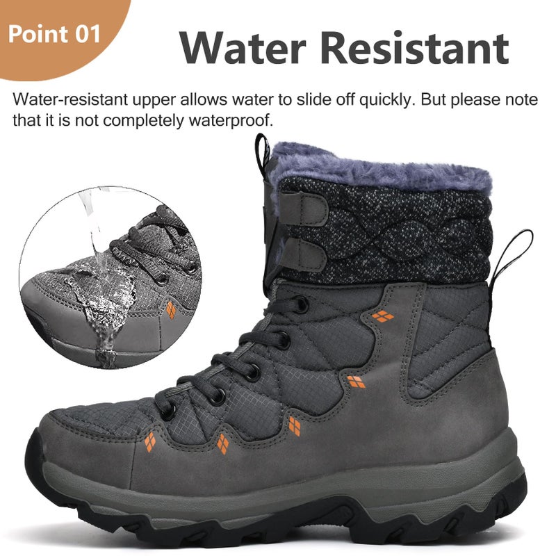 TRAILBLITZ Men's Winter Snow Boots Water Resistant Non Slip Warm Outdoor Lightweight Comfortable Durable 7.1 IN Height Hiking Shoes (12.5 Men, Gray) - Image 2