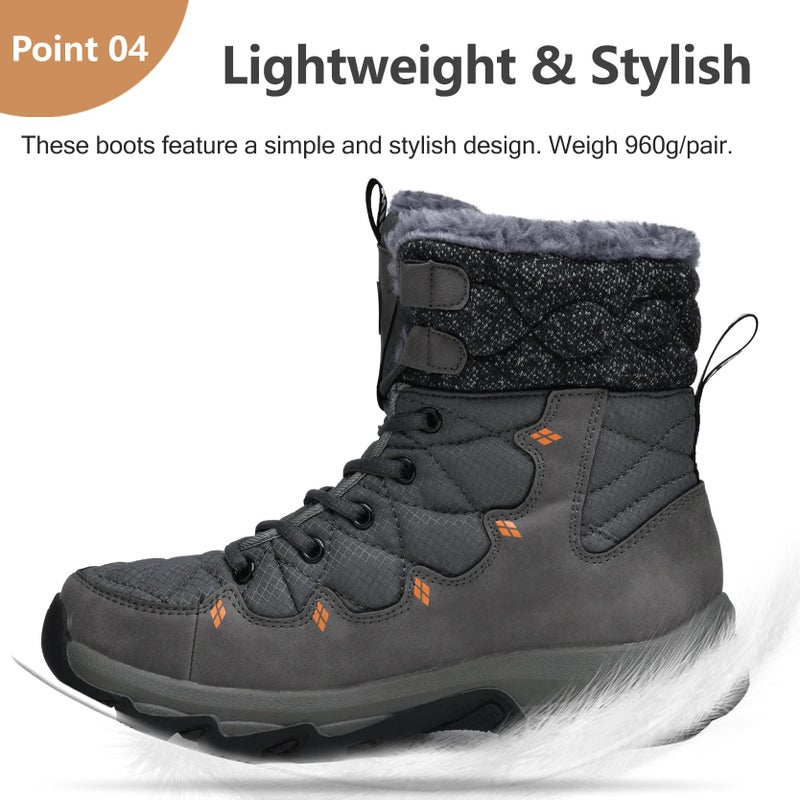 TRAILBLITZ Men's Winter Snow Boots Water Resistant Non Slip Warm Outdoor Lightweight Comfortable Durable 7.1 IN Height Hiking Shoes (12.5 Men, Gray) - Image 5